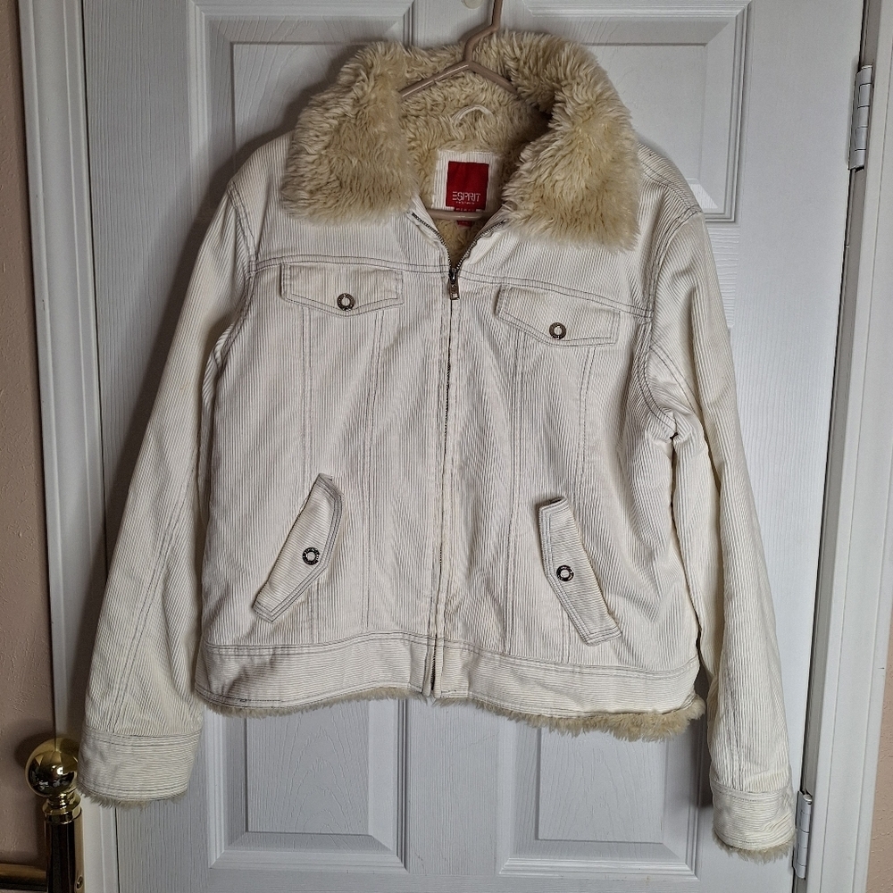 Esprit Corduroy and Faux Fur Jacket Size Large
